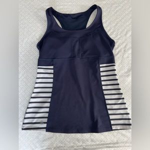 Athleta Navy Hyper Stripe PR Tank Top